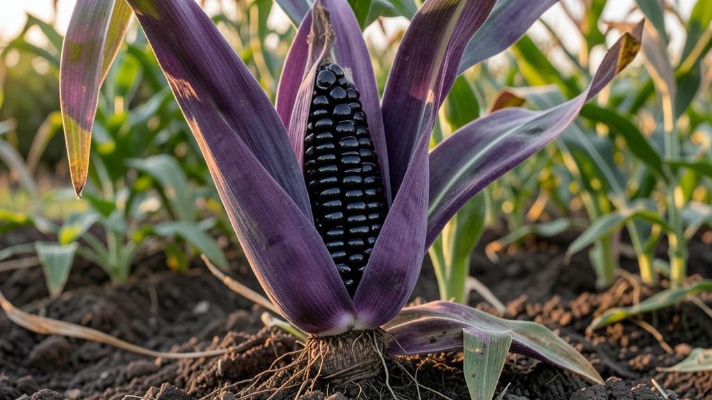 Black Aztec Corn with Deep Purple Husk